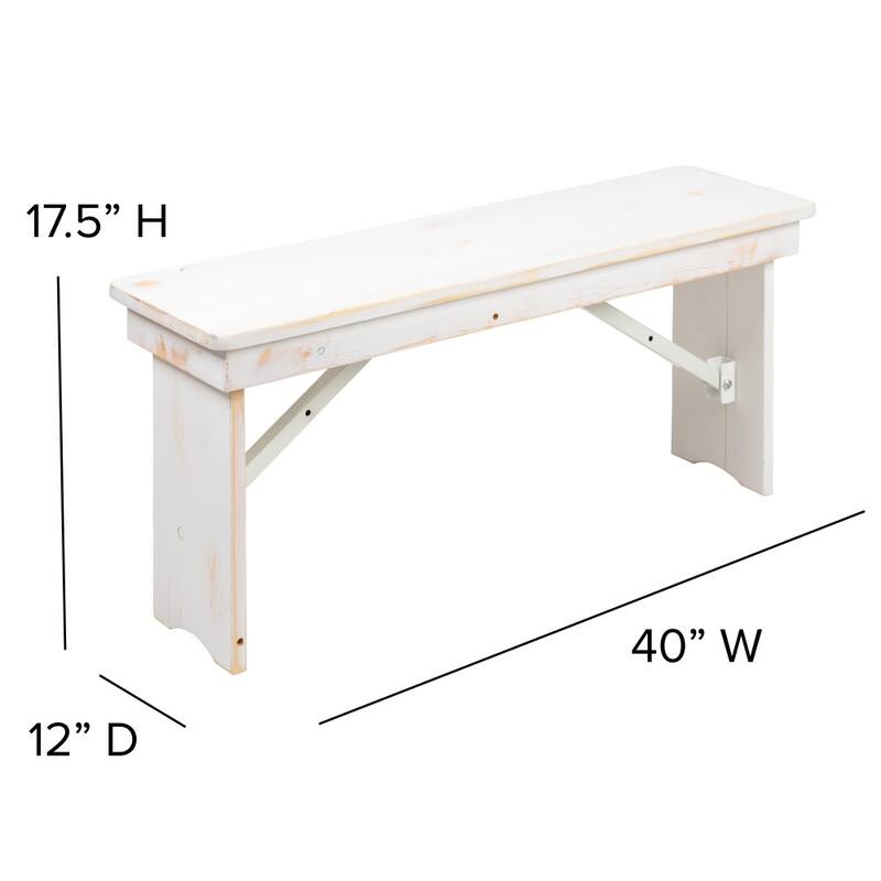 Solid Pine Folding Farm Table Set with 6 Benches