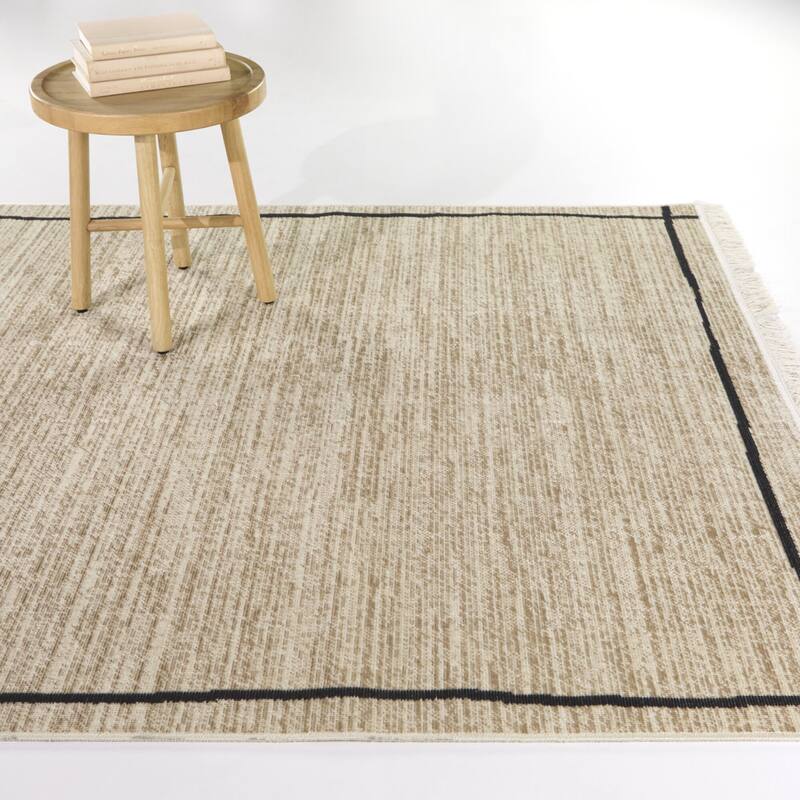 Maxime Modern Border Area Rug - 7'10" x 10' - Cream - Rectangle