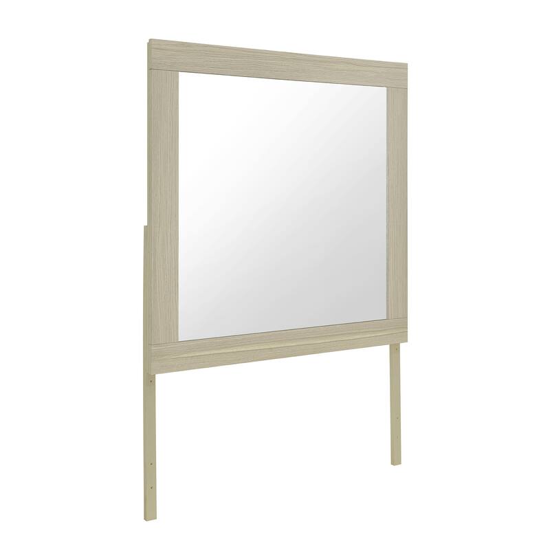 HomeRoots 35" Natural Wood Square Frame Mounted Dresser Mirror - 35.43 in. x 35.43 in. x 1.77 in.