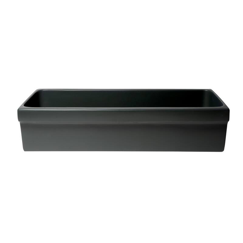 ALFI brand AB36TRBM 36" Black Matte Above Mount Fireclay Bathroom Trough Sink