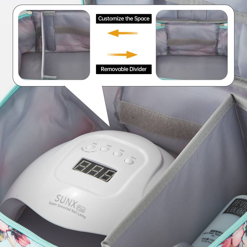 Double-Layer Nail Polish Organizer Bag, Holds 27 Bottles, Nail Tools & Dryer Storage Case with Adjustable Dividers