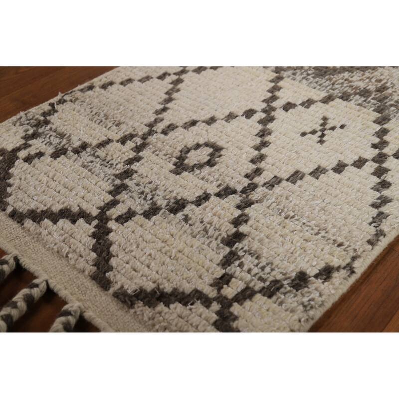 Trellis Moroccan Oriental Accent Rug Hand-Knotted Wool Carpet - 2'0"x 3'0"