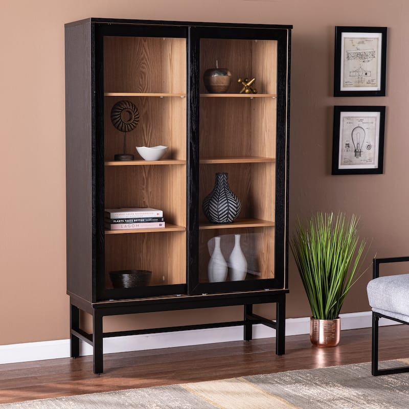 SEI Furniture Halbrent Modern Farmhouse Black Cabinet