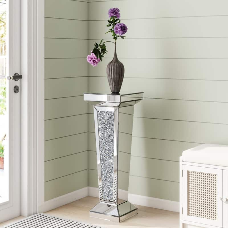 Mirrored Crushed Diamond Tall End Table