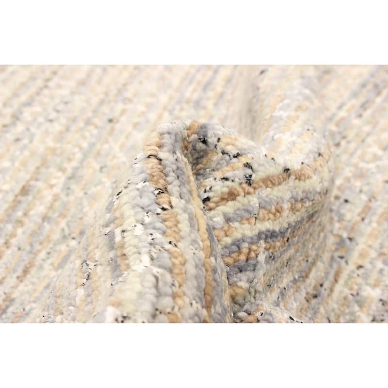 ECARPETGALLERY Hand-knotted Silk Shadow Grey Viscose, Wool Rug - 3'0 x 5'0