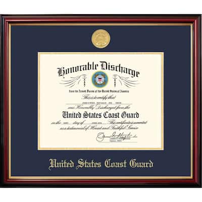Patriot Frames Coast Guard 8.5x11 Discharge Petite Frame with Gold Medallion