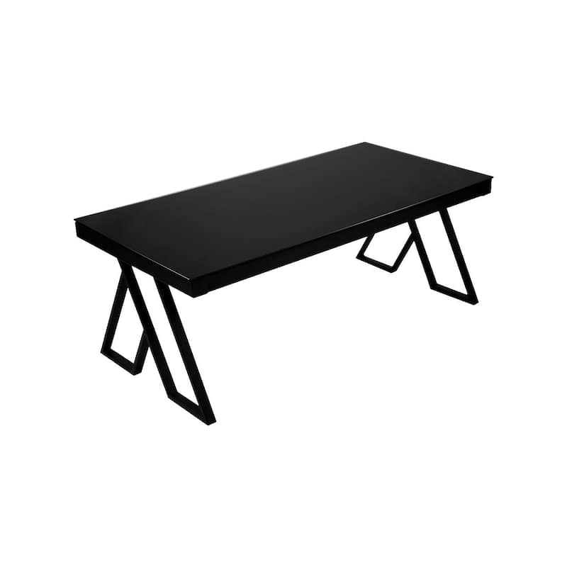 46" Tempered Glass Tabletop Metal Wrough Coffee Table Living Room