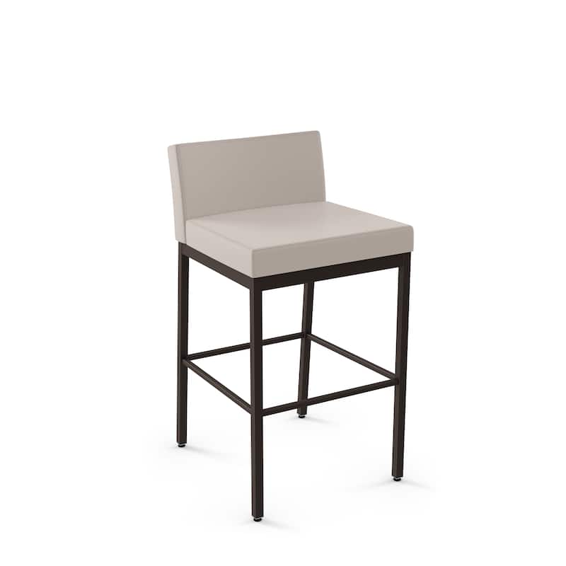 Amisco Fairfield Plus Counter and Bar Stool - Cream Faux Leather / Dark Brown Metal - Counter Height