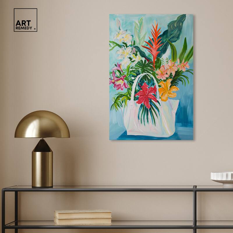 Art Remedy Tropical Flower Bag Gallery Wrapped Flowers In Vase Paintings