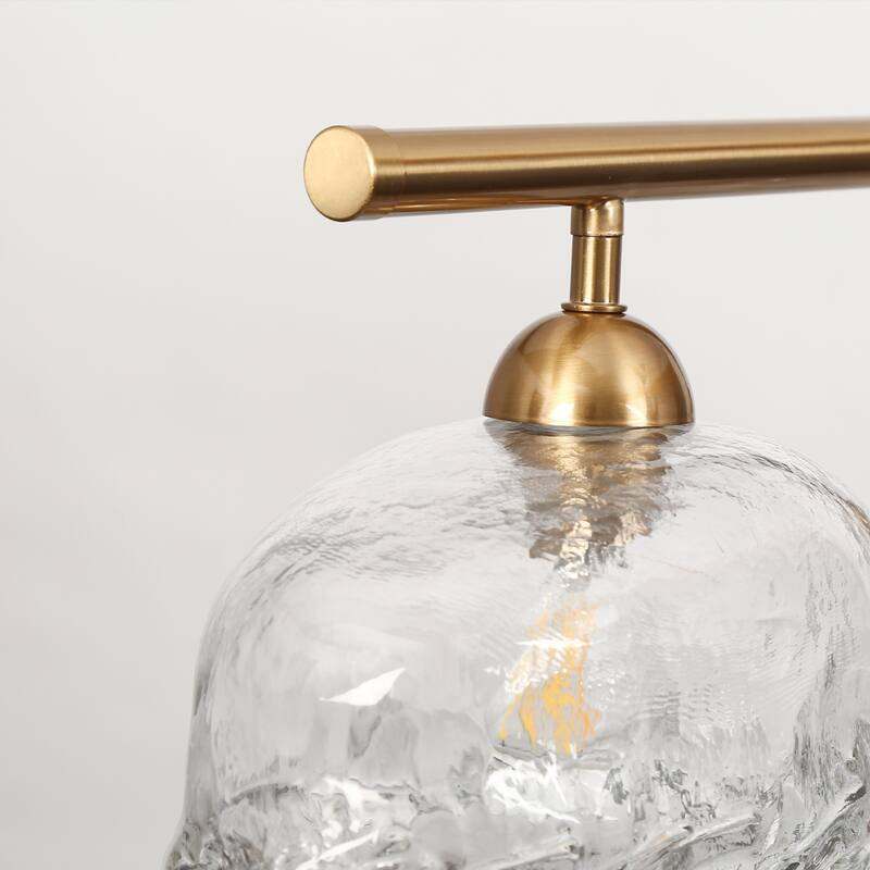 Modern 4-Light Gold Chandeliers 44 IN Linear Textured Glass Island Lights for Dining Room - W44.5" x H68.2" Max
