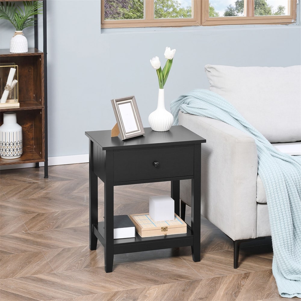 End Table, 2-tier Side Table with Drawer,Storage Shelf,Beside Table