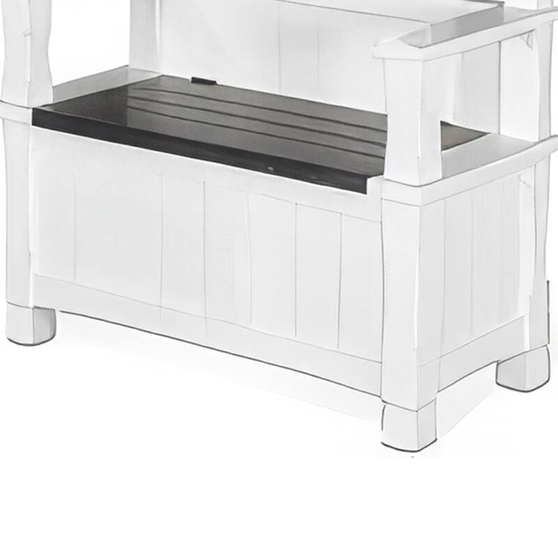 Orso Foyer Hall Tree Coat Hanger w Mirror, Storage Bench, White, Brown