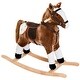 preview thumbnail 11 of 38, Toddler Rocking Horse with Authentic Sounds, Plush Velvet Fabric, Saddle, and Stirrup for Kids 3-8 Years Brown+white+black