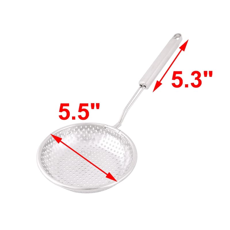 Kitchen Stainless Steel Mesh Designed Strainer Slotted Ladle Skimmer - 14" x 5.5" x 1.3"(L*D*Depth)