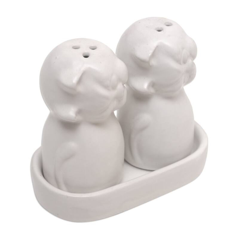 Novica Handmade Bright Felines Ceramic Salt And Pepper Set