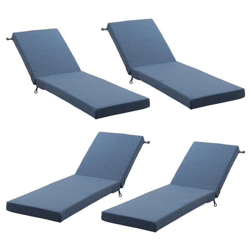 Gymojoy 72x22x3.5 Inch Outdoor Chaise Lounge Cushion, Waterproof Patio & Pool Chair Cushion with Removable Cover - Blue - 4 Set