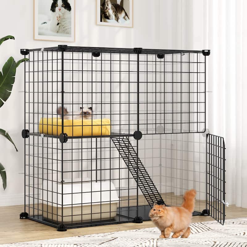 Moasis Reinforced 2-layer Metal Pet Cage with Doors, Ladder