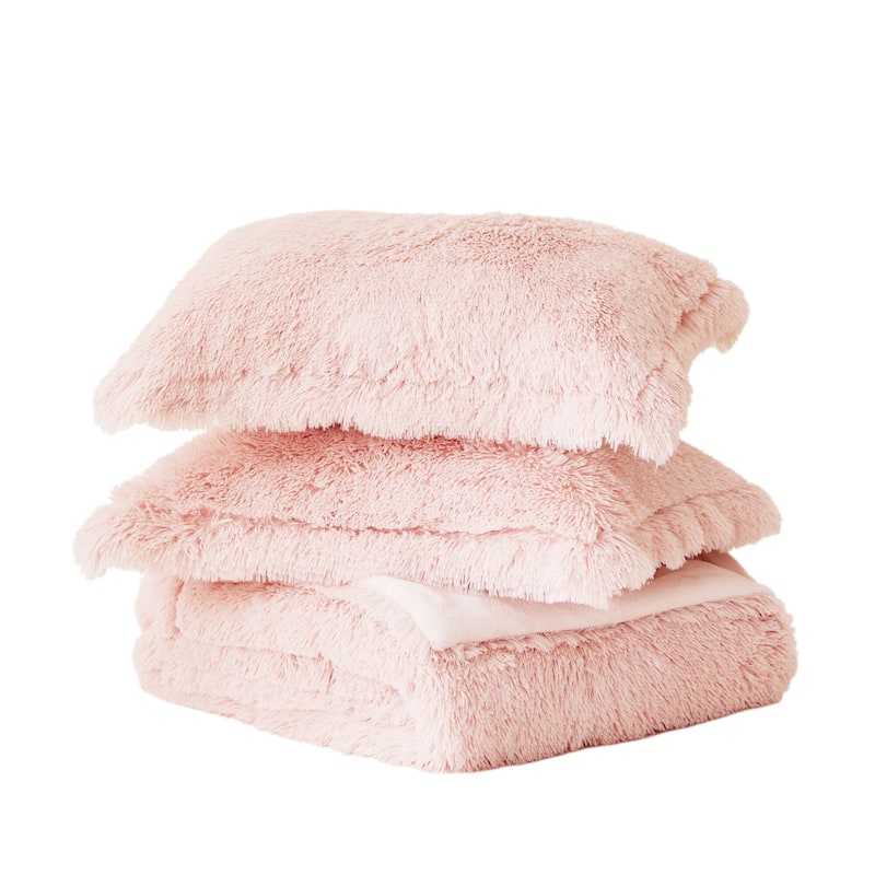 Intelligent Design Leena Shaggy Long Fur Comforter Mini Set