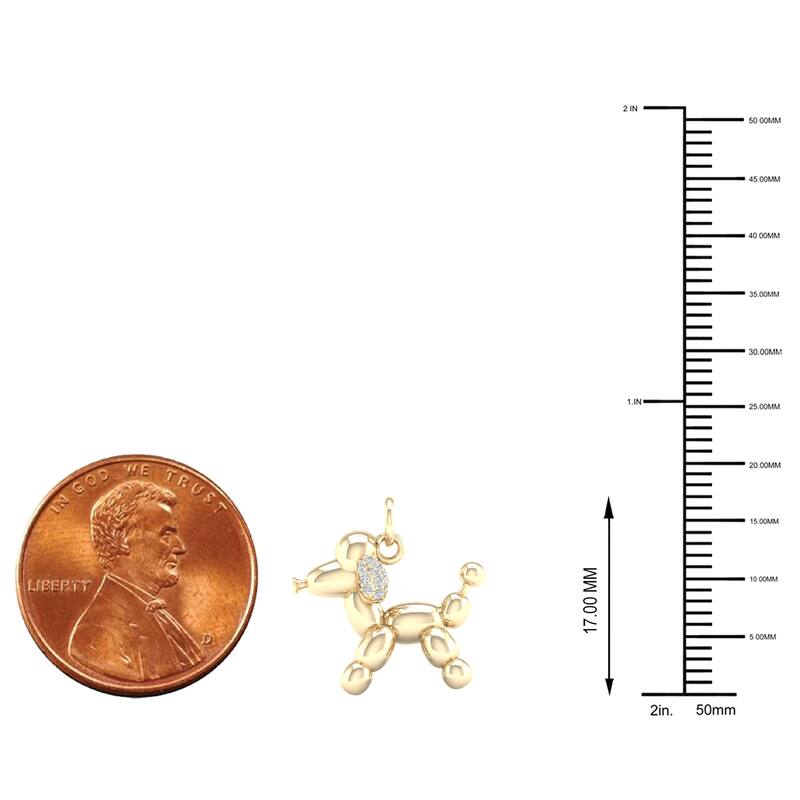 1/20ct TDW Diamond Charm Poodle Pendant Necklace in Silver for Women