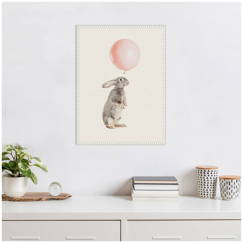 Kate and Laurel Sylvie The Bunny and the Pink Balloon Framed Canvas by July Art Prints