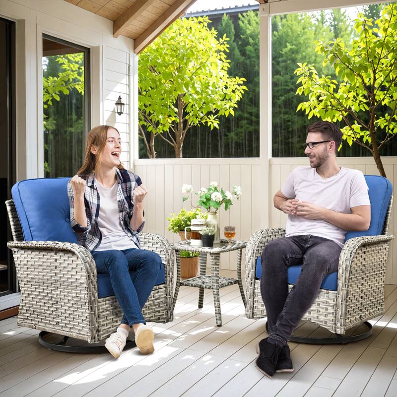 XIZZI 9-piece Patio Furniture Outdoor Wicker Chair Set with Fire Table