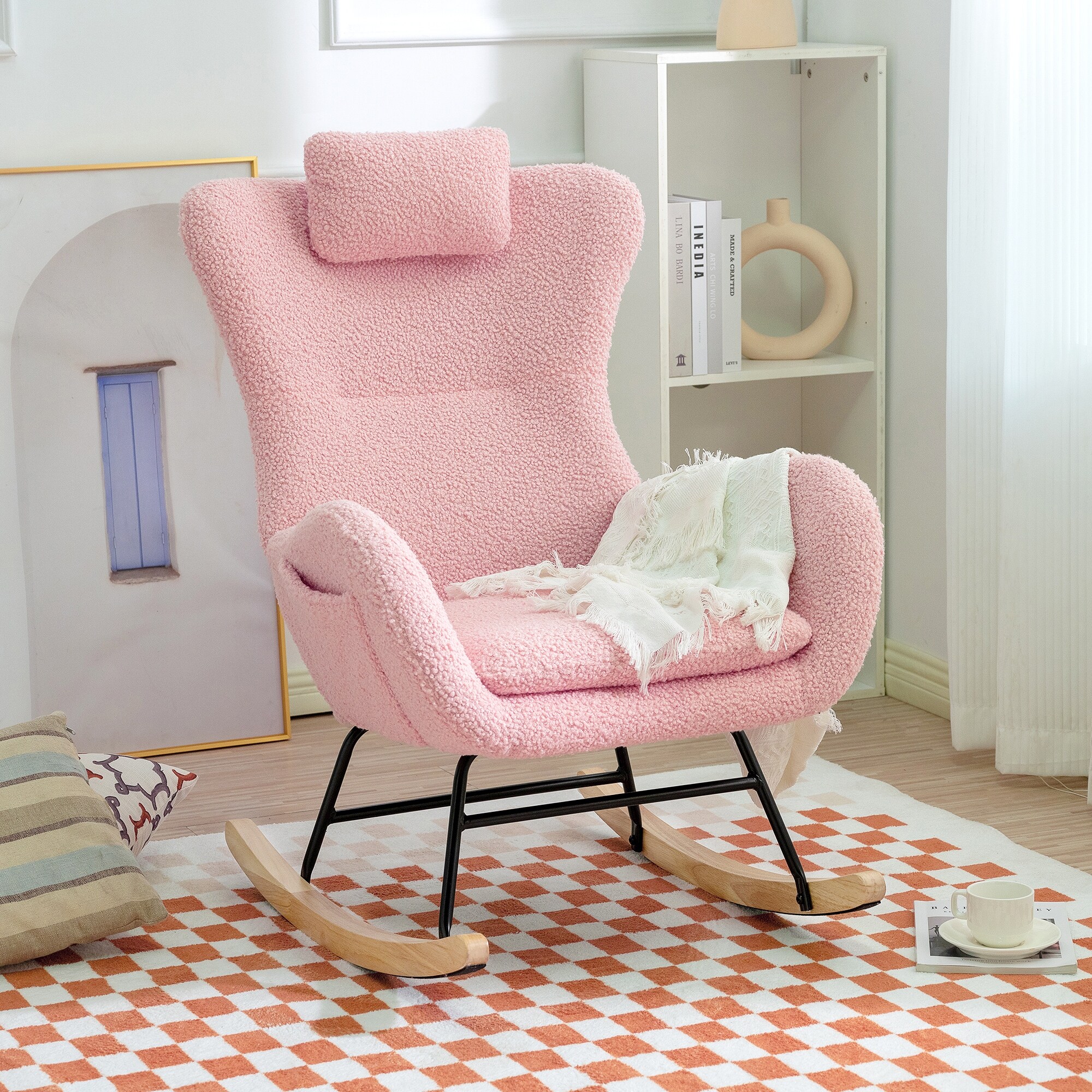 Kids pink shop rocking chair