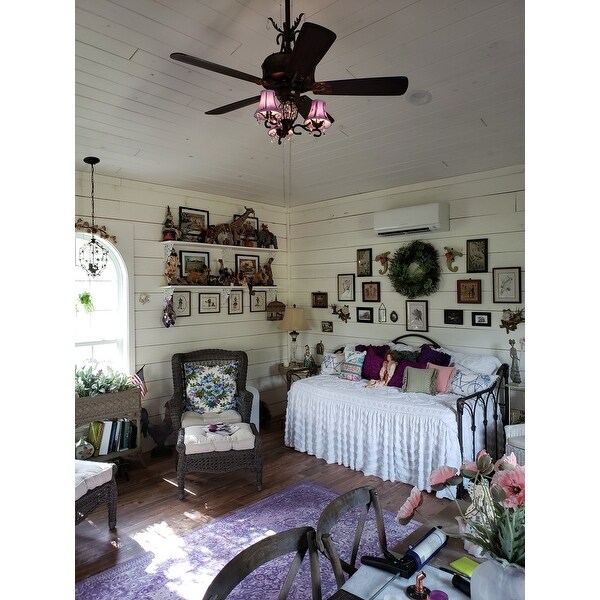 Shop Firtha 52 Inch 5 Blade Antique Lighted Ceiling Fans With Branched French Chandelier Optional Remote Overstock 18043284