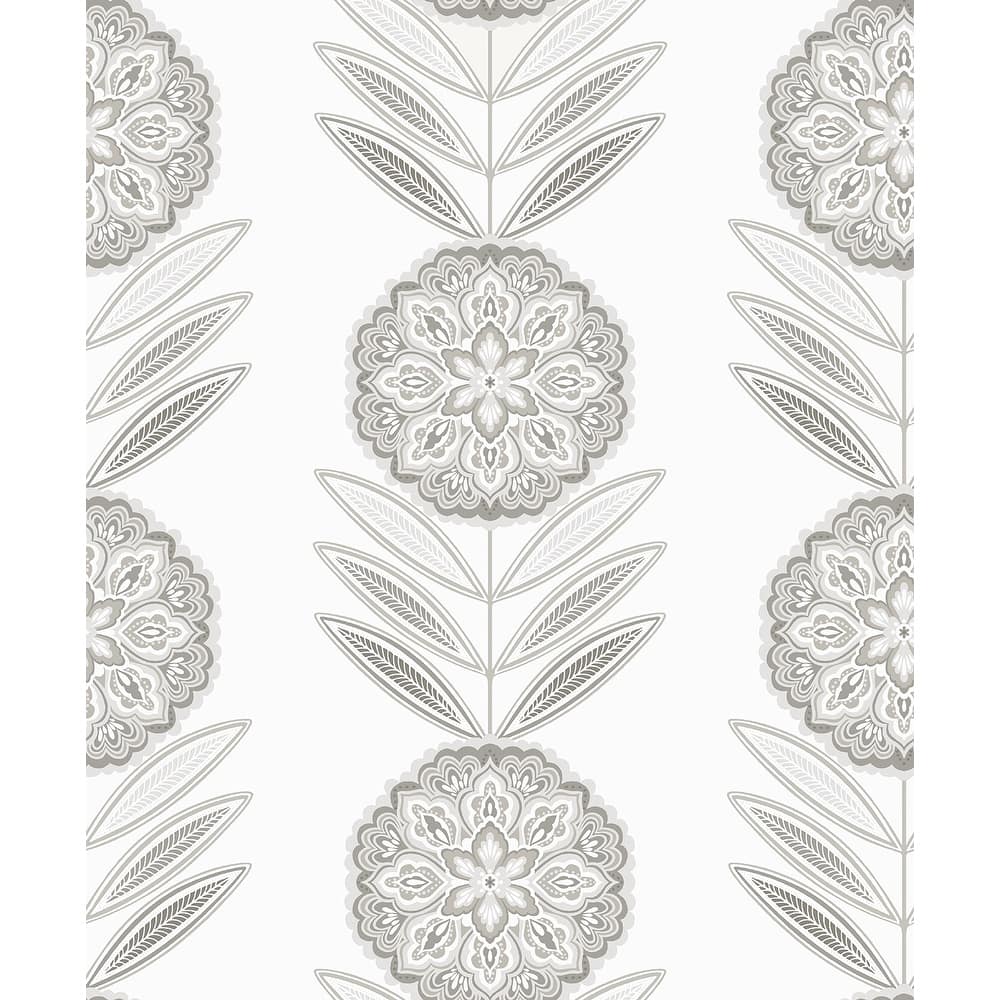 Seabrook Designs Belle Floral Stripe Non-Woven Unpasted Wallpaper