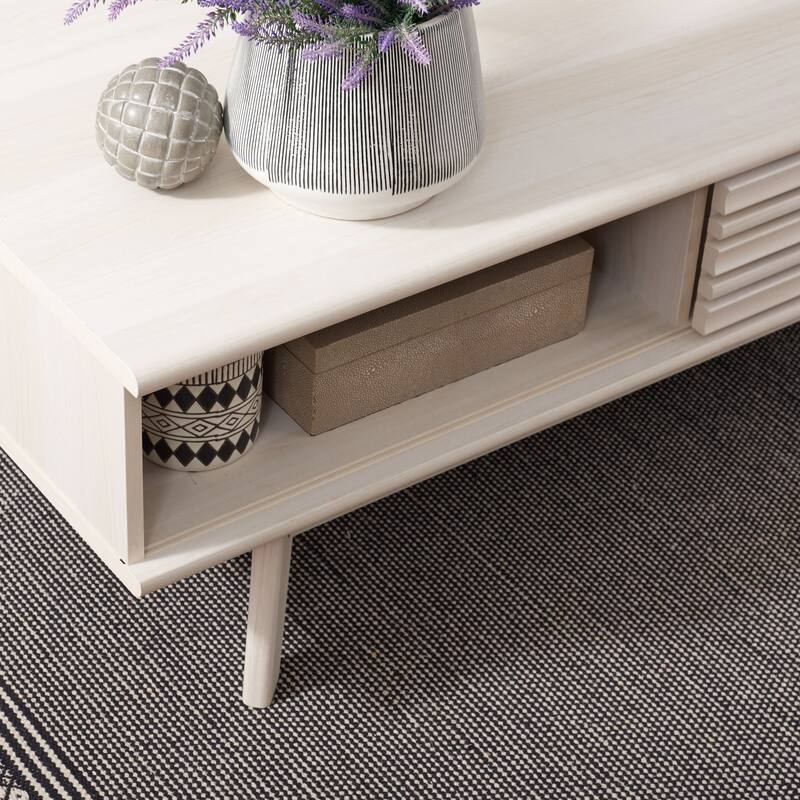 SAFAVIEH Ameetha Mid-Century 1-Shelf Walnut Coffee Table - 46" W x 23" D x 16" H - 46Wx23Dx16H - Bleached White