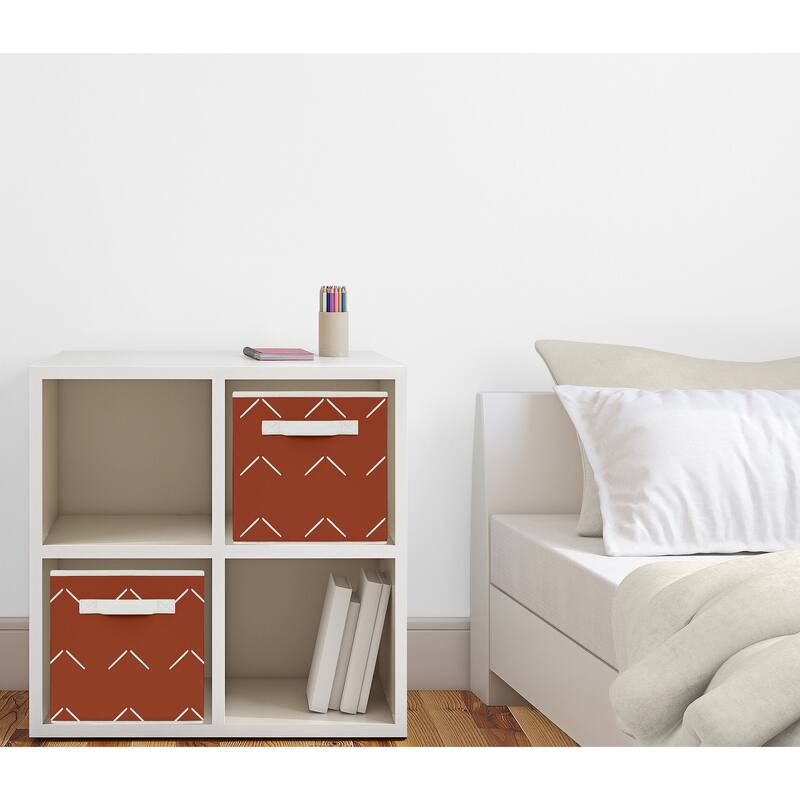 Boho Arrow Foldable Fabric Storage Bins - Ivory Burnt Orange Modern Farmhouse Southwest Shabby Chic Designer Bohemian Diamond