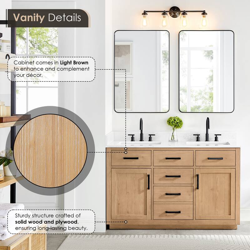 Altair Gavino Bath Vanity with Grain White Composite Stone Top, no Mirror
