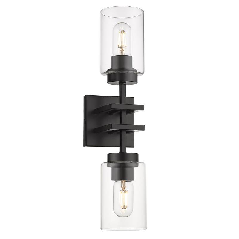 Tribeca 2 Light Wall Sconce - Matte Black with Matte Black - Matte Black with Matte Black