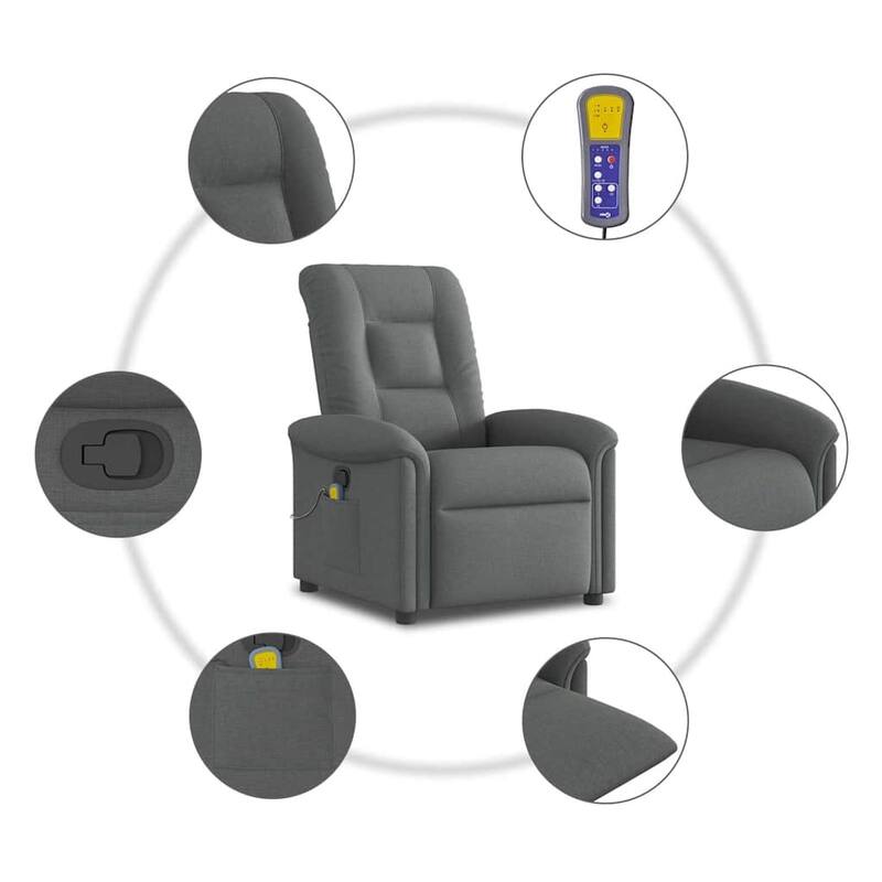 vidaXL Massage Recliner Chair Dark Grey Fabric