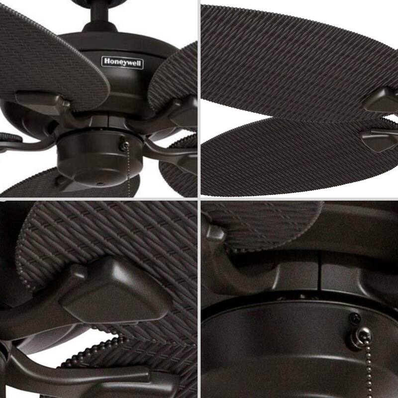 52" Honeywell Duval Bronze Indoor/Outdoor Ceiling Fan with No Light, Pull Chain