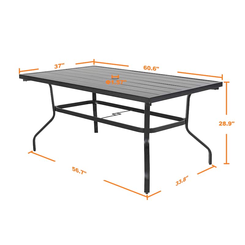 Outdoor Dining Set, Iron Finish, Black with Gold Speckles
