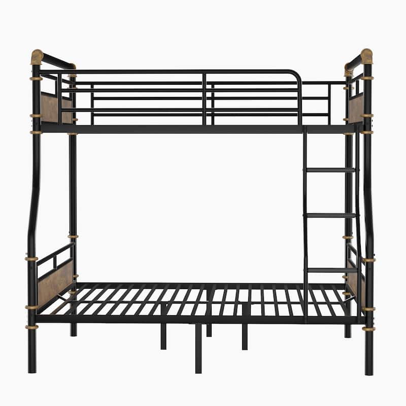 Full XL Over Queen Bunk Bed with Convertible Design 15.9" Safety Rails & 600lb Capacity