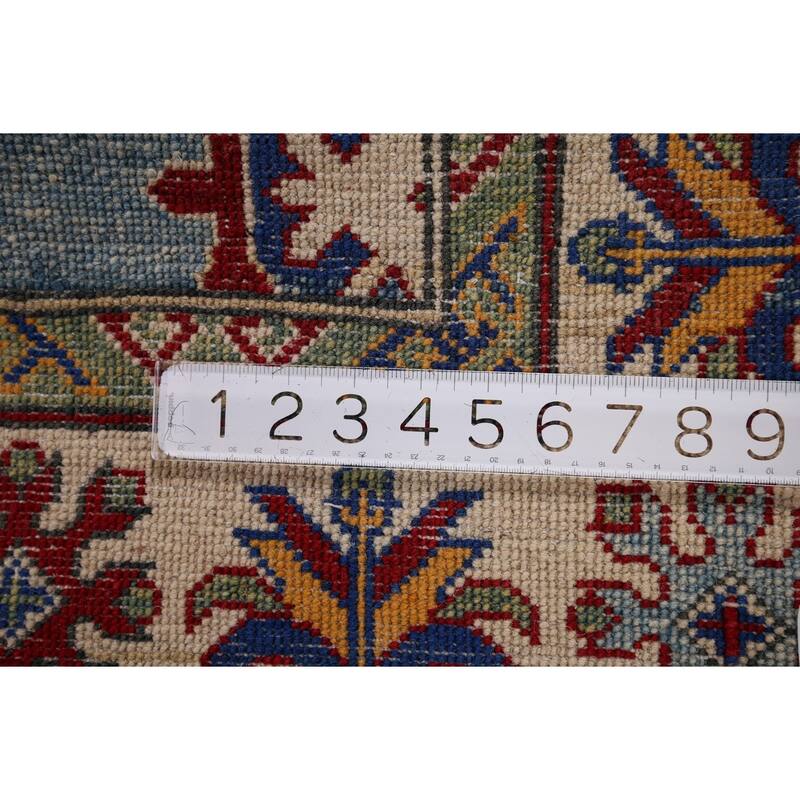 Light Blue Kazak Oriental Accent Rug Hand-Knotted Wool Carpet - 3'6" x 5'4"