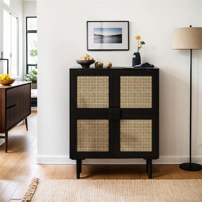 4 Doors Rattan Mesh Sideboard Cabinet with Legs