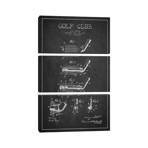 iCanvas "Golf Club Charcoal Patent Blueprint" by Aged Pixel 3-Piece Canvas Wall Art Set