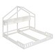 preview thumbnail 8 of 7, Wood Twin Size House Platform Kids Beds Frame, 2-Shared Beds with Shelves, Guardrail, Safe Design, Easy Assembly, Creamy White