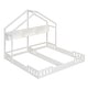 preview thumbnail 8 of 10, Wood Twin Size Platform Beds with Shelves and Guardrail Wooden Frame w/House Shape Headboard, No Box Spring Needed for Children