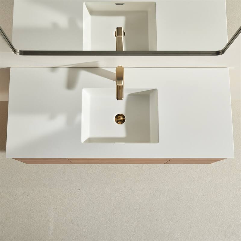 48" Wall Mounted & Floating Single Vanity with Ceramic Sink