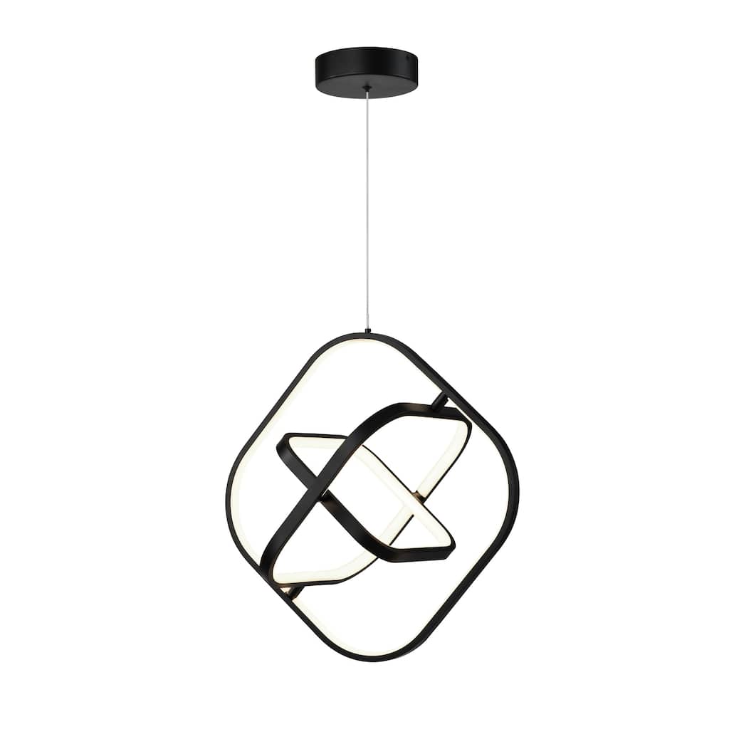 Sienna 30W LED Square Pendant Black - Semi Gloss Black