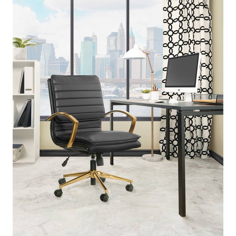 OSP Home Furnishings Gold Base Mid-back Faux Leather Office Chair