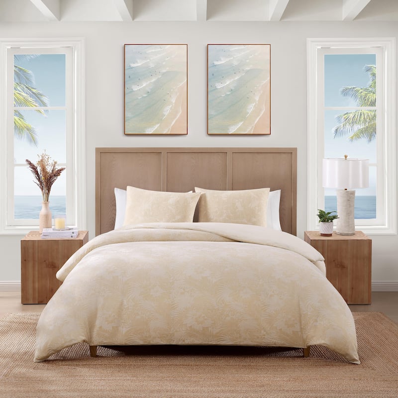 Tommy Bahama Beachside Blooms Cotton Beige Duvet Cover Set