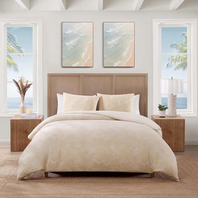Tommy Bahama Beachside Blooms Cotton Beige Duvet Cover Set