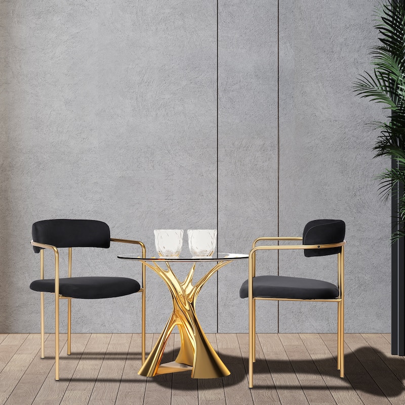 Porthos Home Eder Dining Chairs Set of 2, Velvet, Gold Chrome