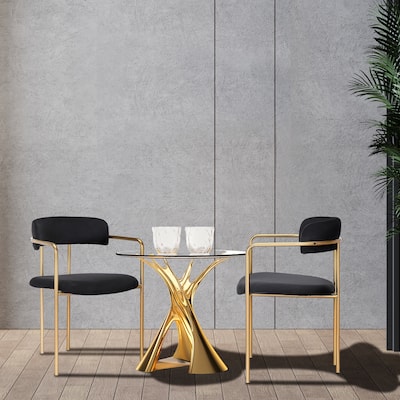 Porthos Home Eder Dining Chairs Set of 2, Velvet, Gold Chrome