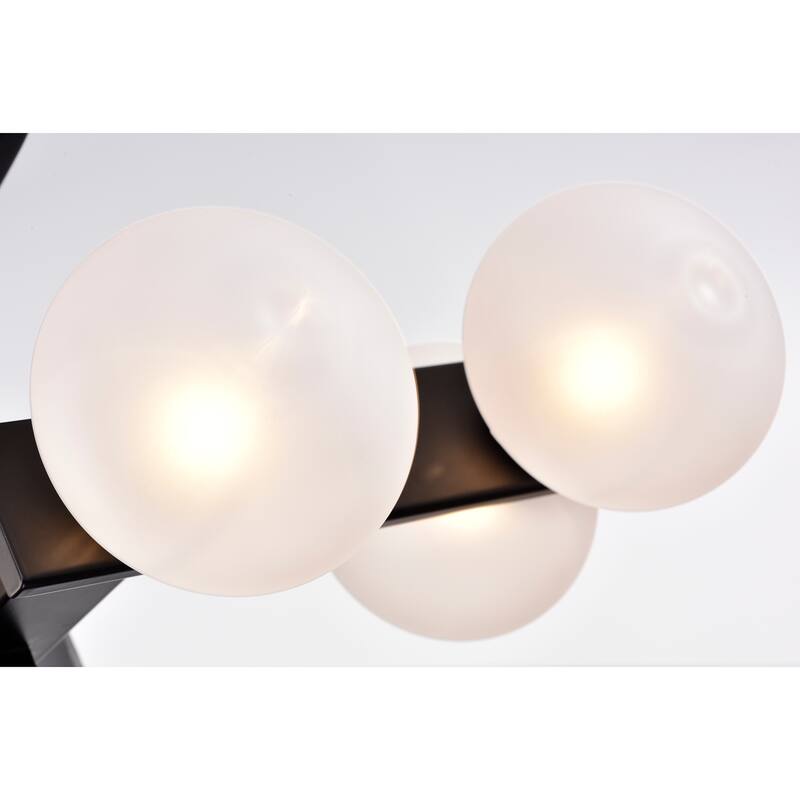 Carly Matte Black 6-Light Frosted Glass Globe Semi-Flush Mount