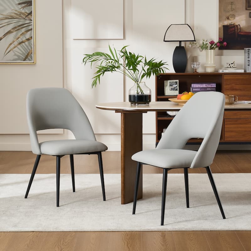 Mid-Century Modern Dining Chairs Set of 2, Upholstered Side Chairs - Grey